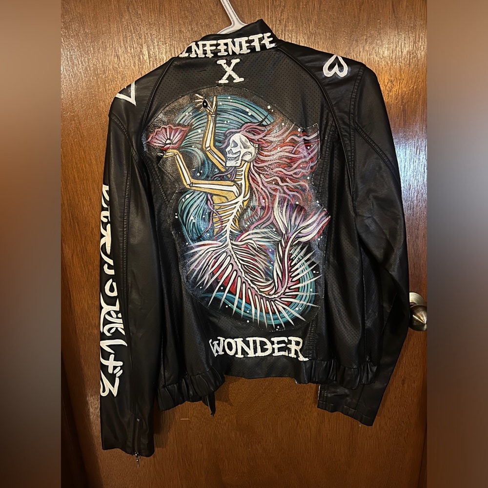 Hand-painted pleather jacket
